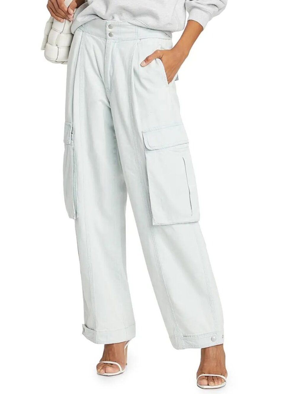 Frame Cotton Wide-Leg Cargo Pants, Size 26